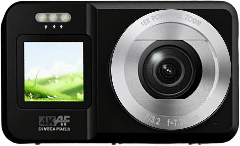 كاميرا رقمية للطلاب بدقة 4K و64 ميجابكسل بشاشة مزدوجة وتكبير 18X وهيكل من مادة ABS وسهلة الاستخدام بلون آلة واحدة - Image 1