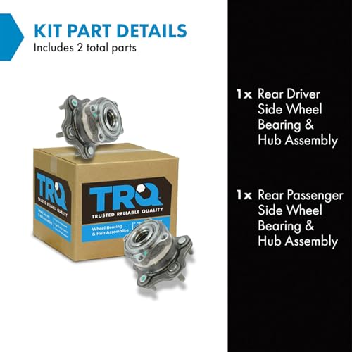 TRQ 2 Piece Rear Wheel Bearing & Hub Assembly Set Compatible with 2008-2012 Infiniti EX35 2013 EX37 2009-2012 FX35 FX37 2009-2013 FX50 2011-2012 G25 2007-2008 G35 2008-2013 G37 2008-2010 M35 2012-201 - Image 2