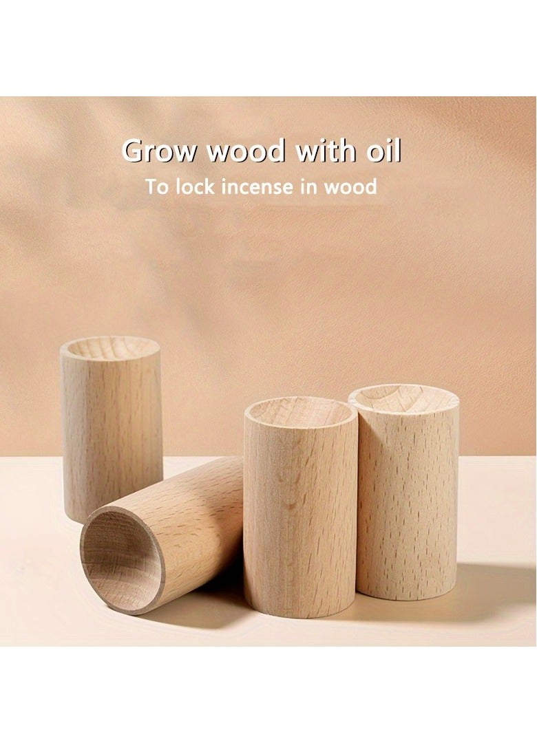 4 قطع من موزع الزيوت العطرية الخشبي على شكل أسطواني خشبي، رائحة منعشة تساعد على النوم للاستخدام الداخلي - Image 1