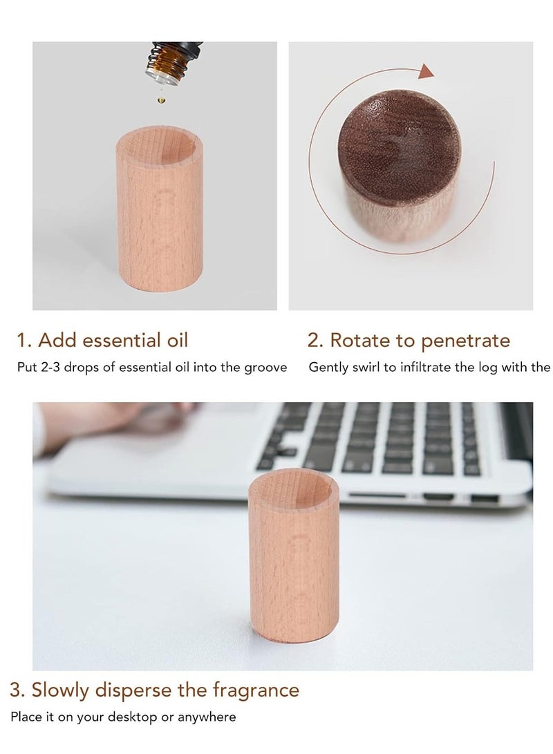 4 قطع من موزع الزيوت العطرية الخشبي على شكل أسطواني خشبي، رائحة منعشة تساعد على النوم للاستخدام الداخلي - Image 3