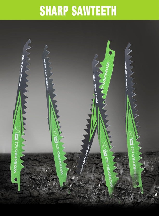 ووركبرو مجموعة شفرات منشار WORKPRO الترددية لتقليم الخشب، مقاس 6 بوصات، شفرات منشار تقليم 5TPI لتقليم الأشجار، وقطع الخشب الرطب مع حقيبة تنظيم، متينة وحادة، 5 قطع - Image 3