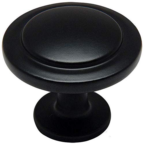 Cosmas 10 Pack 5560FB Flat Black Cabinet Hardware Round Knob 114 Diameter