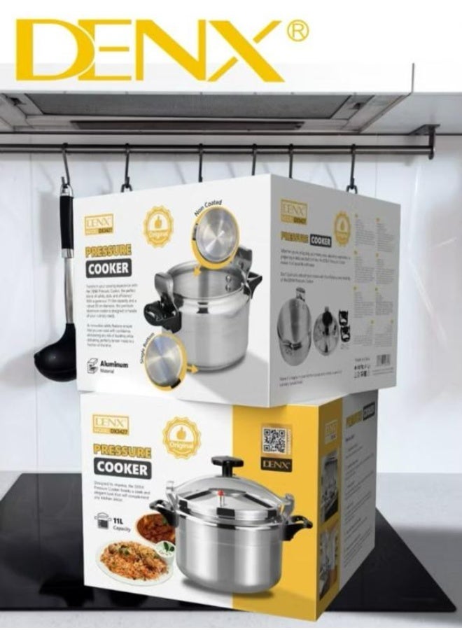 Denx DX3427 Original 11L Aluminum Pressure Cooker with 28cm Diameter, Modern and Elegant Design Featuring Secure Locking Lid, Innovative Safety System with Smart Pressure Valve Preventing Bursting, Strong Single Bottom Ensuring Even Heat Distribution for Fast and Healthy Cooking, Perfect for All Types of Meals and Large Families in Stylish Contemporary Kitchens - Image 5