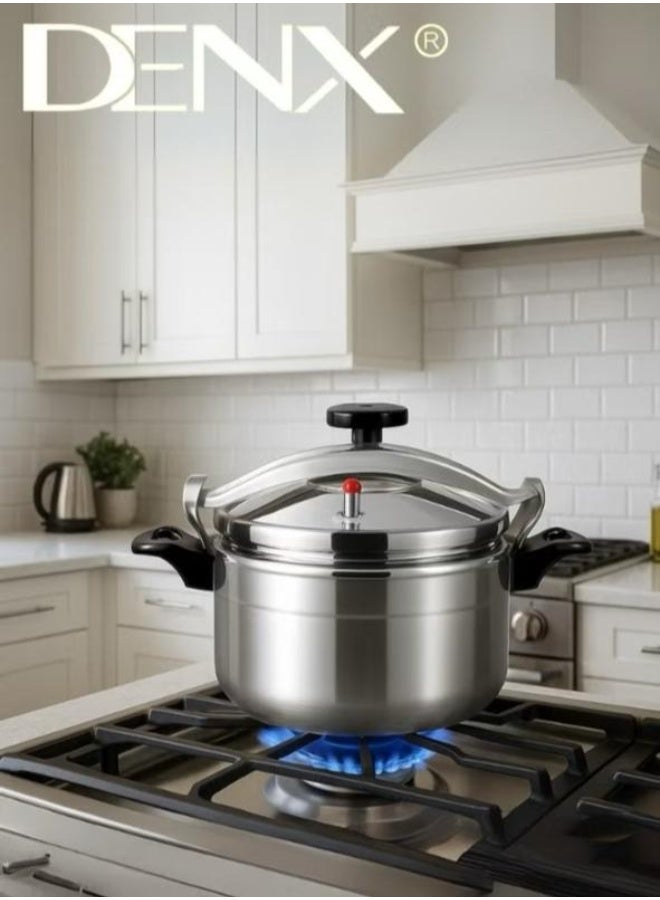 Denx DX3427 Original 11L Aluminum Pressure Cooker with 28cm Diameter, Modern and Elegant Design Featuring Secure Locking Lid, Innovative Safety System with Smart Pressure Valve Preventing Bursting, Strong Single Bottom Ensuring Even Heat Distribution for Fast and Healthy Cooking, Perfect for All Types of Meals and Large Families in Stylish Contemporary Kitchens - Image 4