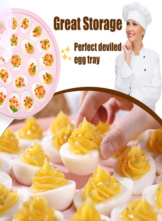 HANSGO Deviled Egg Containers with Lid, 3PCS Deviled Egg Platter Carrier Holder Trays with 66 Slots for Holiday Party and Home Kitchen, Pink - Image 4