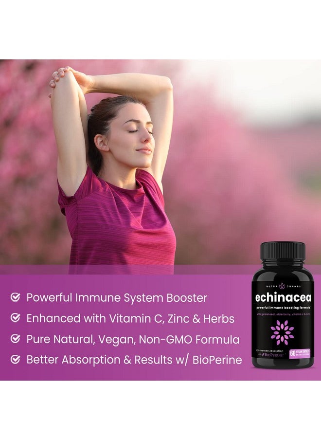 NutraChamps Echinacea Goldenseal 1000Mg With Elderberry Vitamin C Zinc & Ginger ; Immune Boost Vegan Echinacea Capsules With Goldenseal Root & Bioperine For Absorption ; Premium Echinacea Root Supplement  - Image 3
