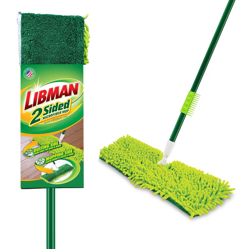 Libman 18 2Sided Microfiber Dust Mop  Hardwood Floor Mop  Hard Surface Floor Duster  Microfiber Fingers  Flat Mop  360 Degree Swivel Head  49 Long Handle  Dust and Mop Set