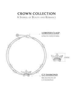 AWNL Women's Sterling Silver Bracelet of Crown Charm  - Image 3