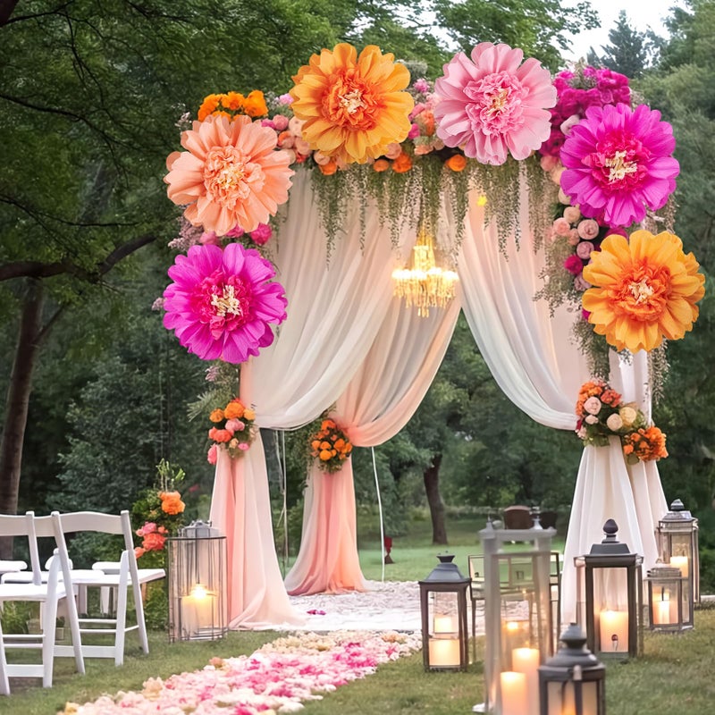 SUNBEAUTY 6PCS Hot Pink and Orange Paper Flowers 12 Inch Large Tissue Paper Flowers Decorations for Wall Giant Crepe Paper Flowers for Girl Women Birthday Office Classroom Bridal Wedding Backdrop - Image 5