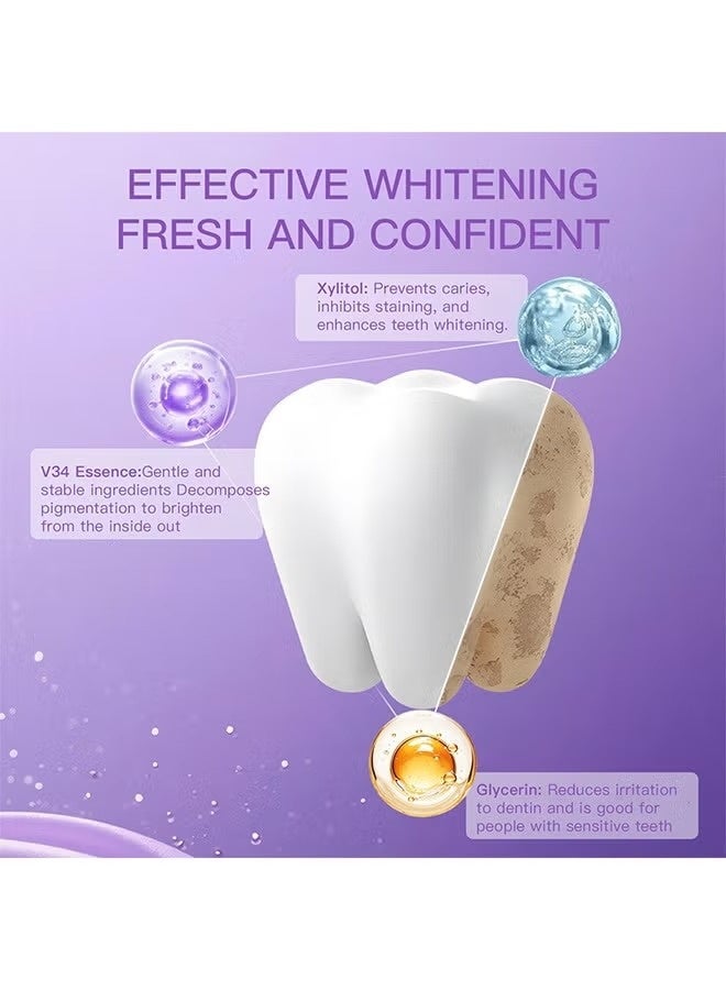 Hismile V34 Whitening Strips, Teeth Whitening Strips, Purple Tooth Whitening, Purple V34 Whitening Strips, Tooth Stain Treatment, Combining Whitening and Colour Correction - Image 2