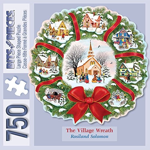 Bits and Pieces 750 Piece Jigsaw Puzzle for Adults The Village Wreath Christmas Wreath Holiday by Artist Rosiland Solomon Completed Puzzle Size 20 x 27 - Image 5