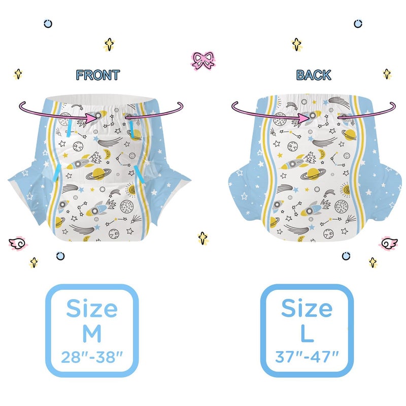 CutiePlusU Adult Diapers 10 Pieces, Disposable Incontinence Briefs with Tabs for Women and Men, Maximum Overnight Absorbency- Cosmic Adventurer (Medium 28"-38") - Image 4