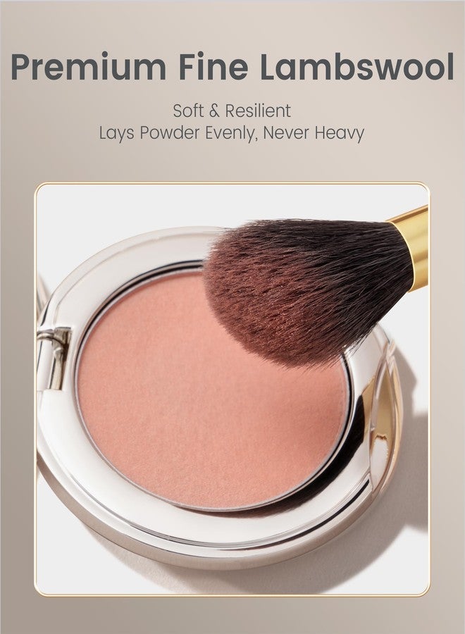 ROWNYEON Desert Oak Series Angled Blush Brush - Soft Goat Hair Bristles for Powder/Cream Blush & Bronzer, Ergonomic Ebana Handle & Brass Ferrule, Beginner to Pro (CM 164) - Image 4