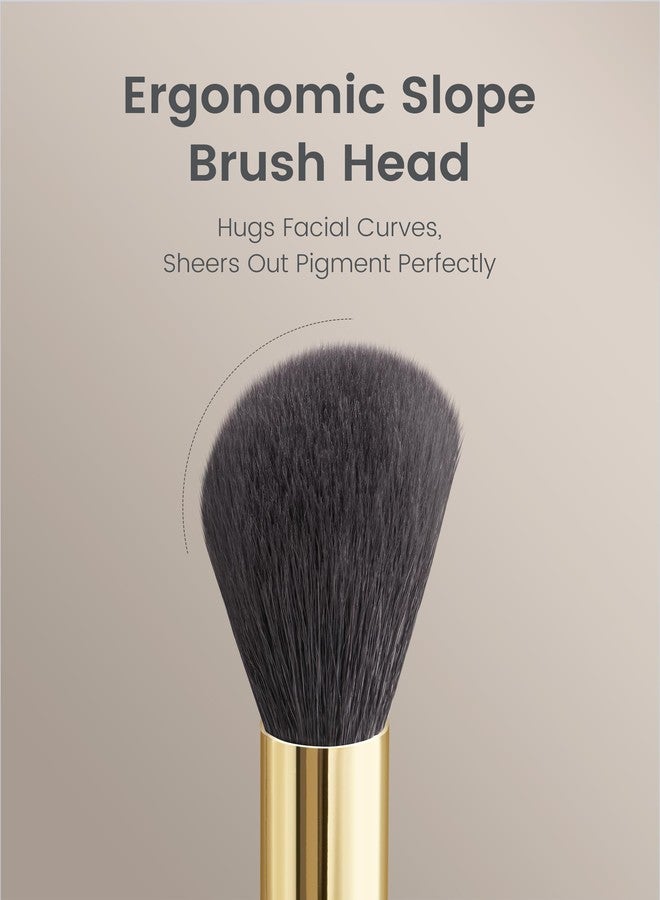 ROWNYEON Desert Oak Series Angled Blush Brush - Soft Goat Hair Bristles for Powder/Cream Blush & Bronzer, Ergonomic Ebana Handle & Brass Ferrule, Beginner to Pro (CM 164) - Image 3
