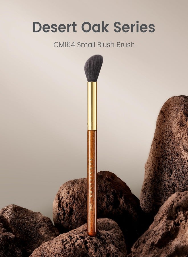 ROWNYEON Desert Oak Series Angled Blush Brush - Soft Goat Hair Bristles for Powder/Cream Blush & Bronzer, Ergonomic Ebana Handle & Brass Ferrule, Beginner to Pro (CM 164) - Image 2