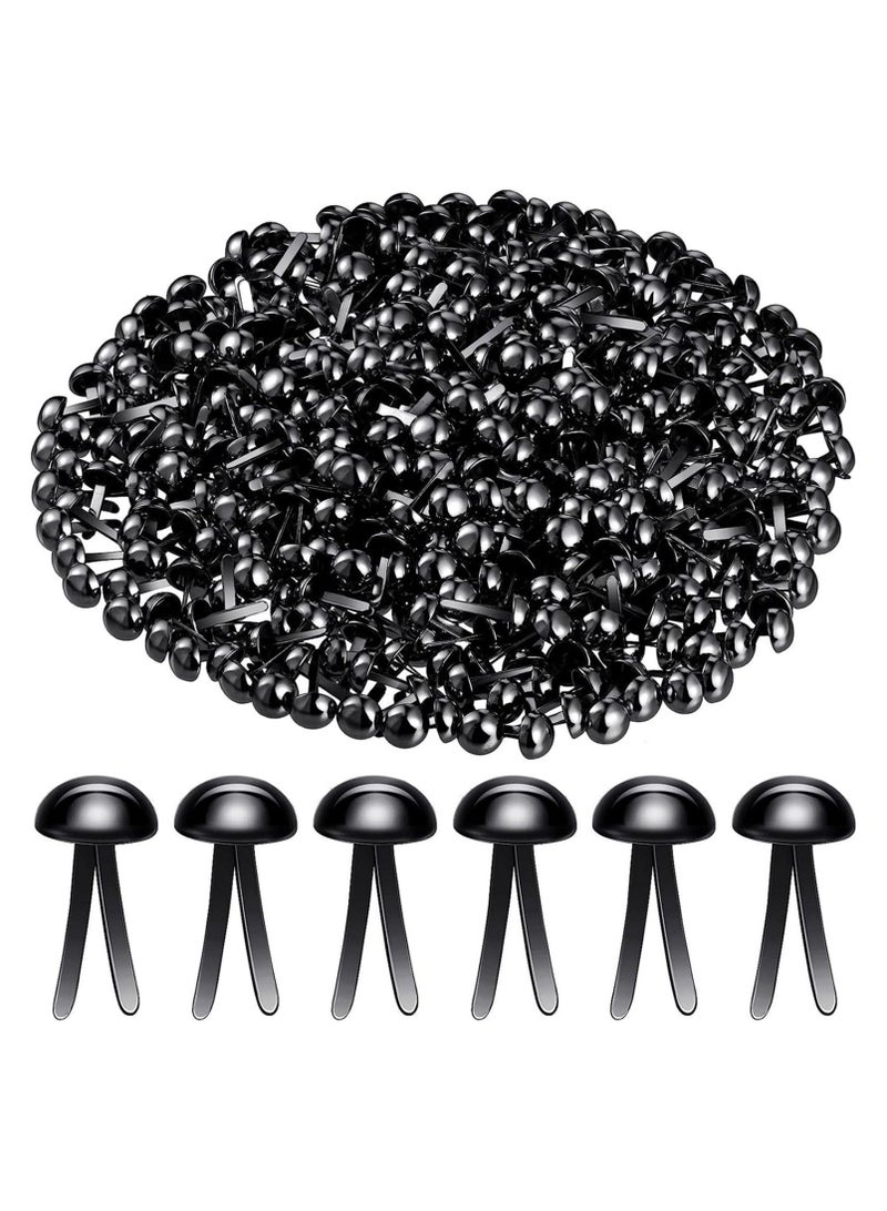 Excefore Paper Fasteners Brads 500 Pieces Round Fasteners for Art Crafting School Project, Decorative, Paper Craft, Scrapbooking, DIY Supplies, Mini Brads Fasteners, 8 x 15 mm - Black - Image 1