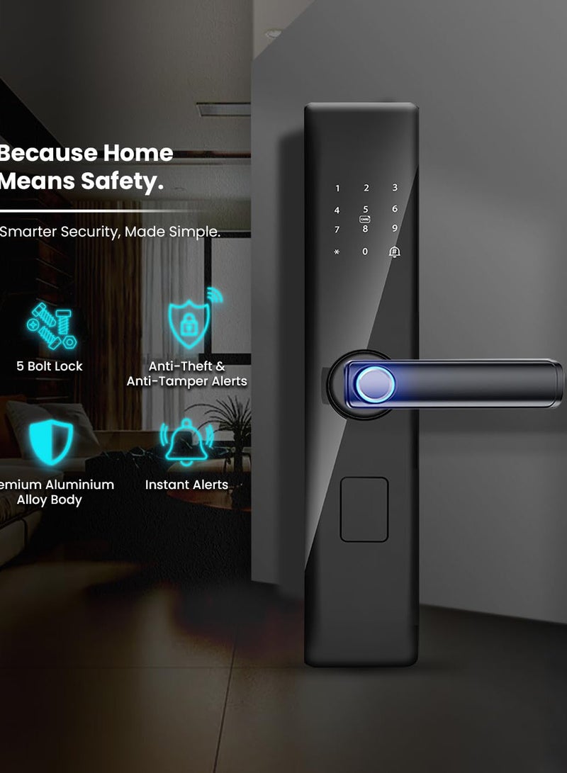 Nomeregan Smart Door Lock,Bluetooth and WiFi 2 in 1 Smart Lock, Fingerprint Door Lock, Keyless Entry Door Lock, APP Remote Control, Biometric for Home Bedroom Apartment - Image 2
