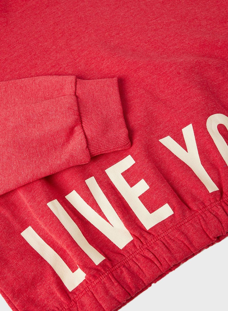 NAME IT Kids Slogan Cropped Sweatshirt  - Image 3
