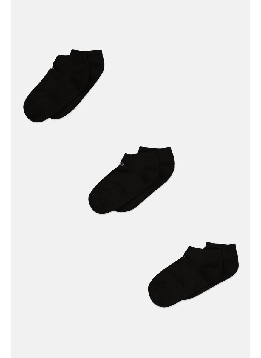 Sergio Tacchini Women 3 Pair Brand Logo Ankle Socks, Black  - Image 1