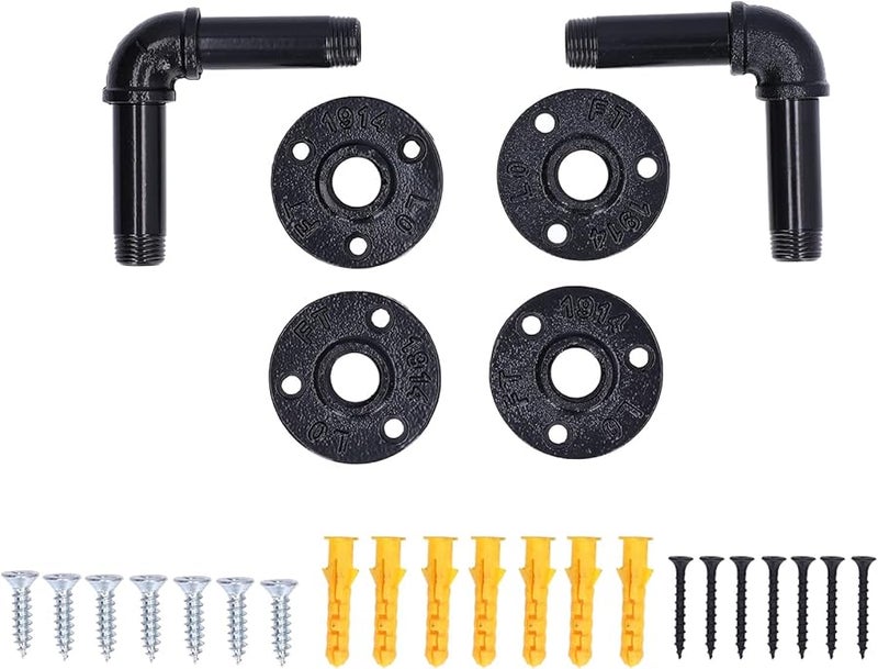 Iron Black Pipe Shelf Brackets Industrial Wall Mounted Floating Shelf Support Frame Set - Image 2