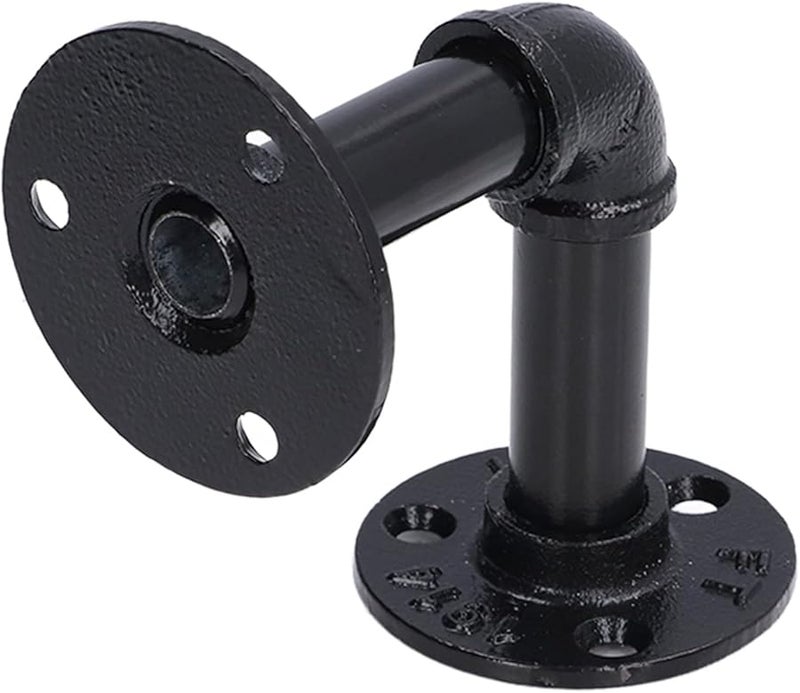 Iron Black Pipe Shelf Brackets Industrial Wall Mounted Floating Shelf Support Frame Set - Image 5