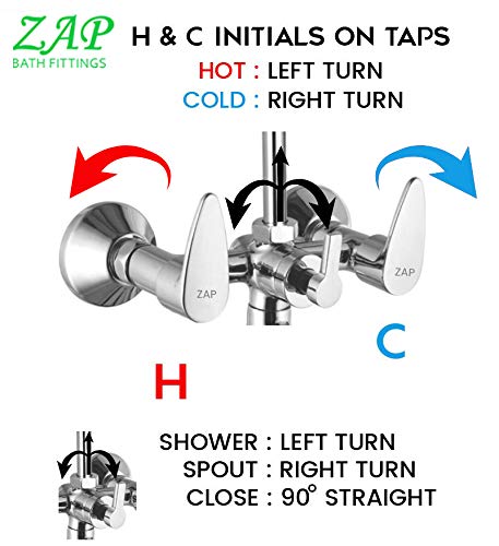 ZAP Brzza Series High Grade 100 Brass Wall Mixer with Overhead Shower System Set and 125mm Long Bend Pipe For Bathroom Chrome Finish - Image 4