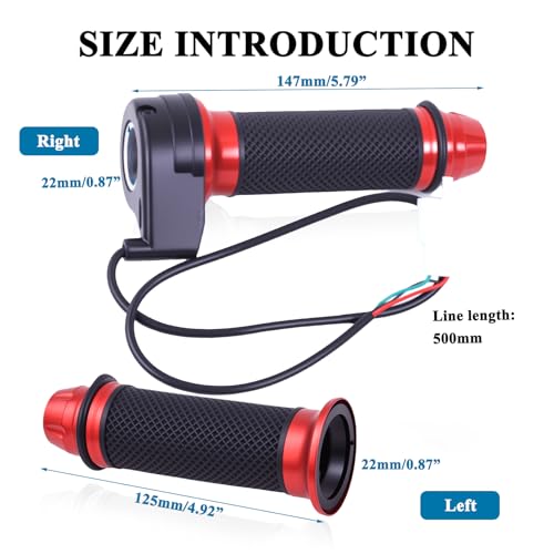Mokuo E-Bike Full Twist Throttle Grips - 22mm/0.87" Universal Aluminium Alloy Throttle Accelerator Handlebar with Rubber Grip, Fit for Electric Bicycle & Scooter (Red Color) - Image 2
