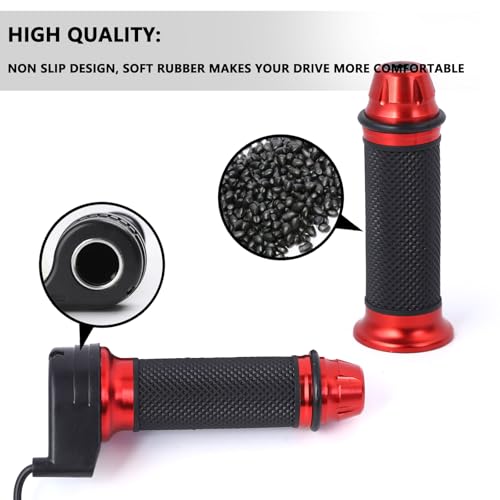Mokuo E-Bike Full Twist Throttle Grips - 22mm/0.87" Universal Aluminium Alloy Throttle Accelerator Handlebar with Rubber Grip, Fit for Electric Bicycle & Scooter (Red Color) - Image 4