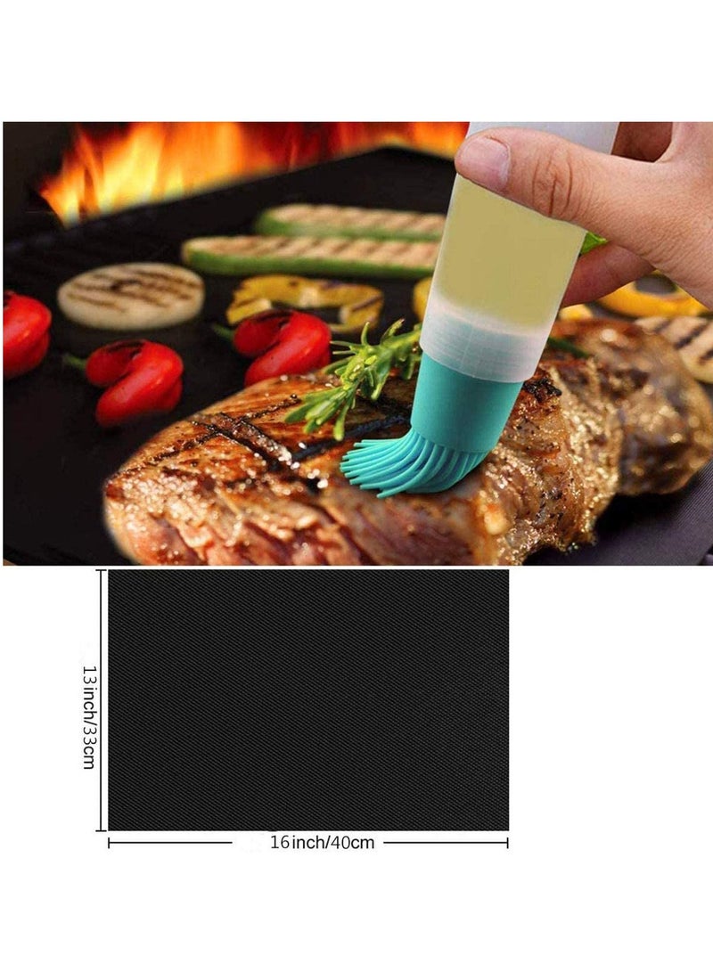 SYOSI Grill Mats for Outdoor Grill, Daily art Grill Mats Non-Stick BBQ Grill Mat Baking Mats Teflon BBQ Accessories Grill Tools Reusable, Works on Gas, Charcoal, Electric Grill 16 x 13-Inch, Black, 5PCS - Image 3