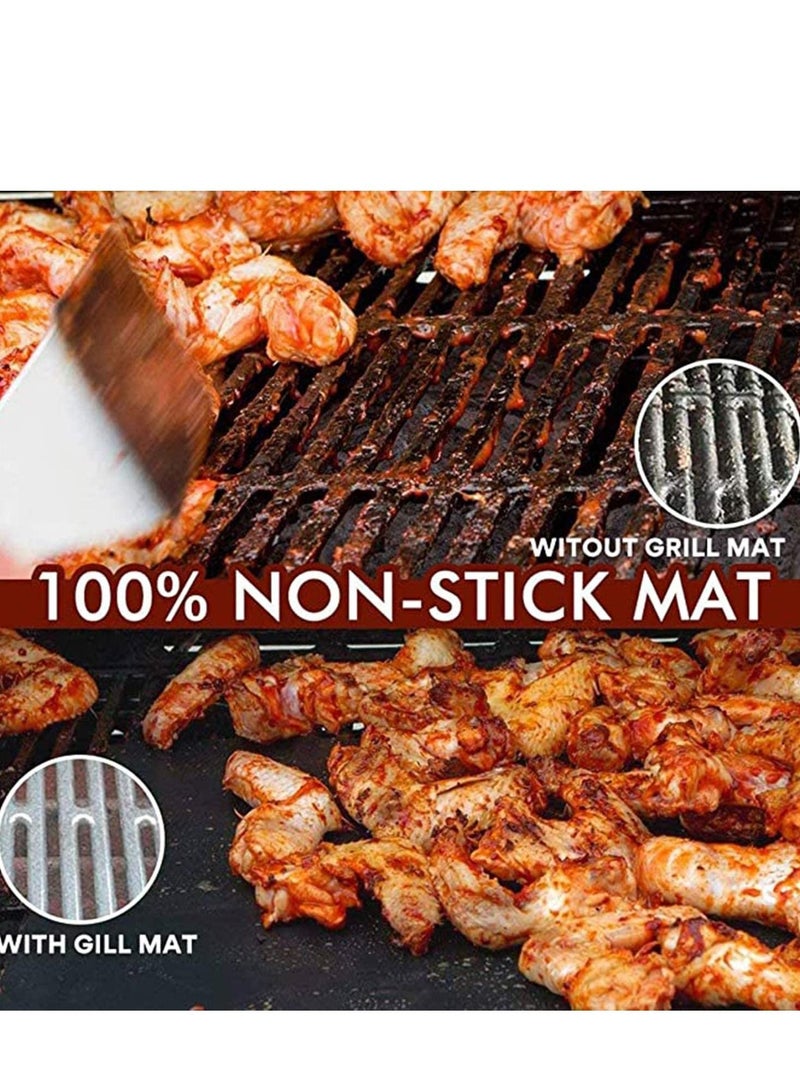 SYOSI Grill Mats for Outdoor Grill, Daily art Grill Mats Non-Stick BBQ Grill Mat Baking Mats Teflon BBQ Accessories Grill Tools Reusable, Works on Gas, Charcoal, Electric Grill 16 x 13-Inch, Black, 5PCS - Image 4