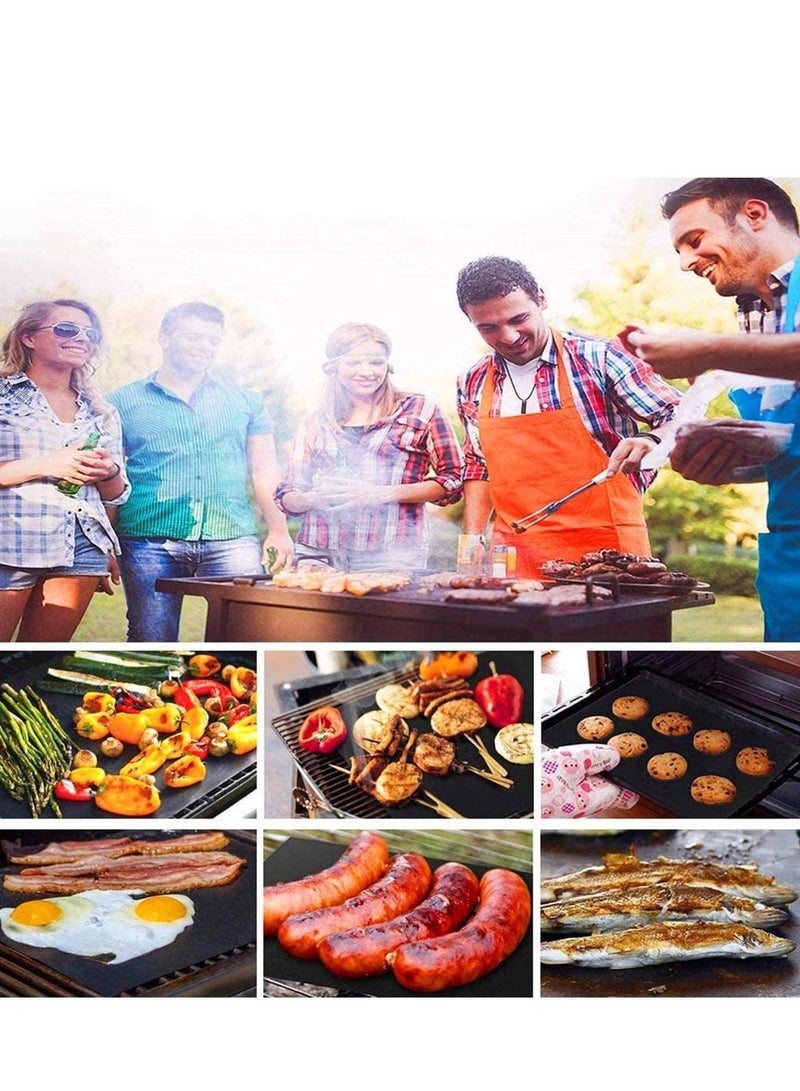 SYOSI Grill Mats for Outdoor Grill, Daily art Grill Mats Non-Stick BBQ Grill Mat Baking Mats Teflon BBQ Accessories Grill Tools Reusable, Works on Gas, Charcoal, Electric Grill 16 x 13-Inch, Black, 5PCS - Image 2