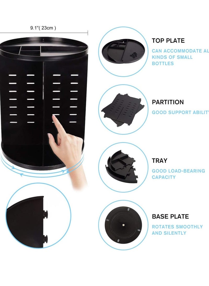 AS SEEN ON TV 360 Degree Rotating Adjustable Cosmetics Makeup Organizer, Carousel Storage for Cosmetics, Toiletries, Jewelry, Makeup ,Brushes, Lipsticks, Toner &Creams  Black - Image 5