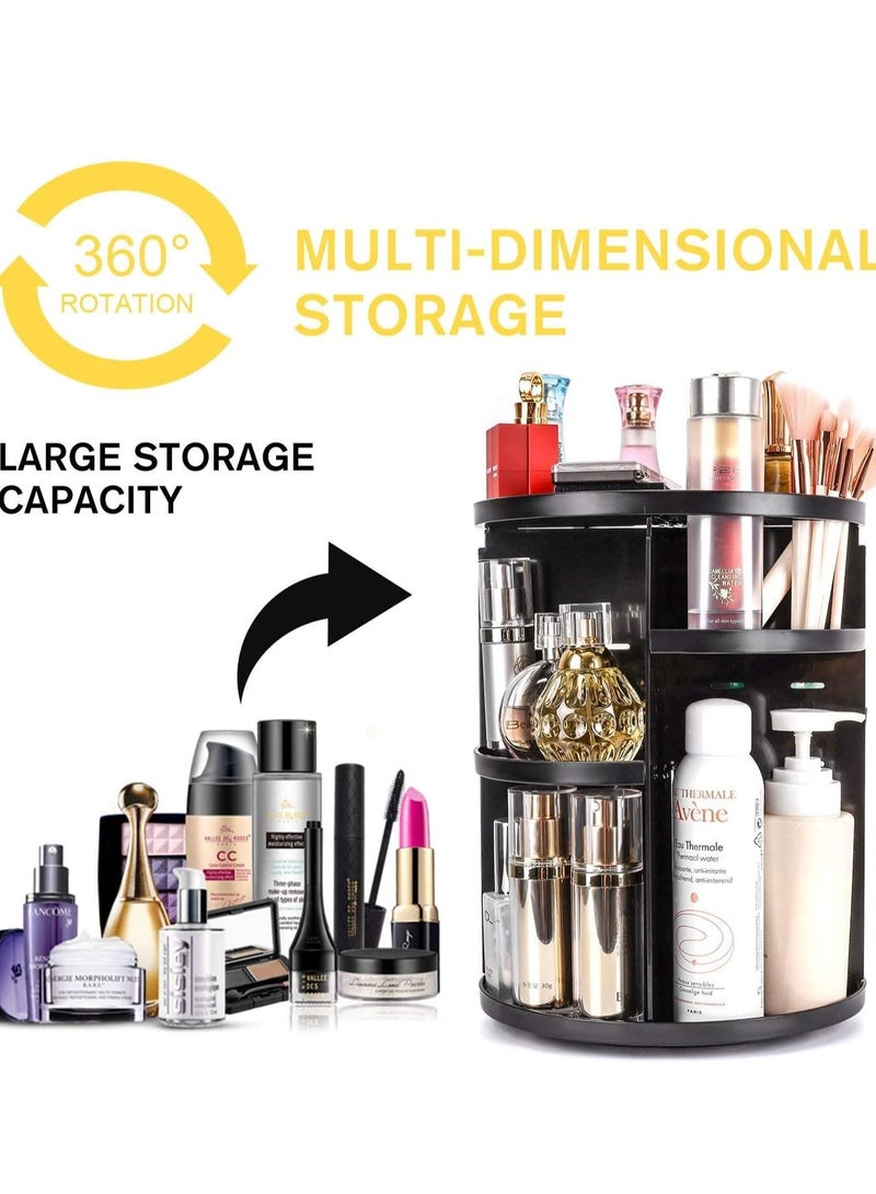AS SEEN ON TV 360 Degree Rotating Adjustable Cosmetics Makeup Organizer, Carousel Storage for Cosmetics, Toiletries, Jewelry, Makeup ,Brushes, Lipsticks, Toner &Creams  Black - Image 2
