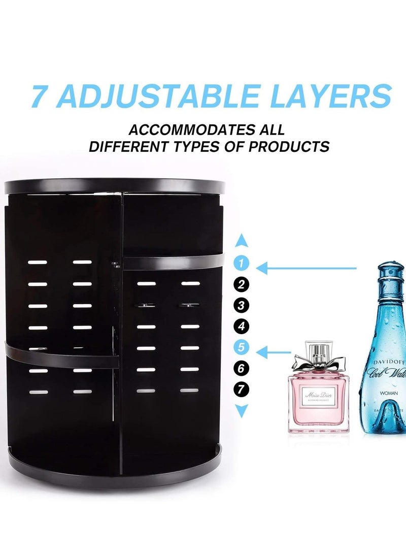 AS SEEN ON TV 360 Degree Rotating Adjustable Cosmetics Makeup Organizer, Carousel Storage for Cosmetics, Toiletries, Jewelry, Makeup ,Brushes, Lipsticks, Toner &Creams  Black - Image 3