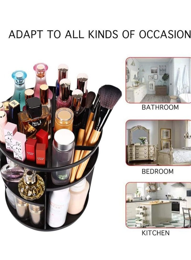 AS SEEN ON TV 360 Degree Rotating Adjustable Cosmetics Makeup Organizer, Carousel Storage for Cosmetics, Toiletries, Jewelry, Makeup ,Brushes, Lipsticks, Toner &Creams  Black - Image 4