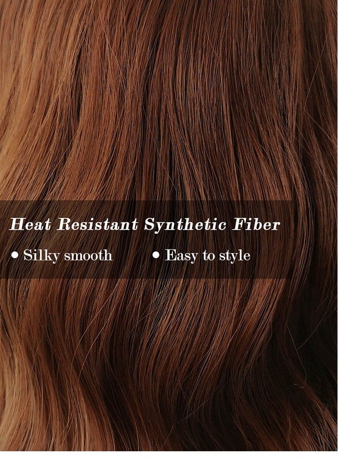 Estelle Water Ripple Wig Headgear Colorful Daily Style Short Hair Fluffy Thin Bangs Wig Headgear Short Curly Hair Wig Light Brown - Image 4