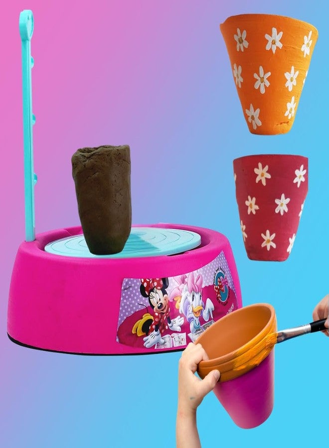 PlayMagic Pottery Wheel Minnie Art Set |Battery Operated Pottery Wheel & Painting Kit for Beginners with Modeling Clay, Sculpting Clay & Tools|Arts & Crafts for Boys and Girls Age 5-12 yrs+ - Image 1