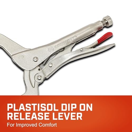 Crescent Locking C-Clamp with Swivel Pad Tips - Heavy-Duty Adjustable Clamp with Hex Key Recess & Compound Action - C11CCSVN - 11", Red - Image 4