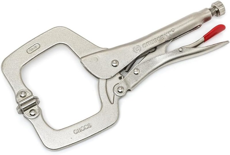 Crescent Locking C-Clamp with Swivel Pad Tips - Heavy-Duty Adjustable Clamp with Hex Key Recess & Compound Action - C11CCSVN - 11", Red - Image 1