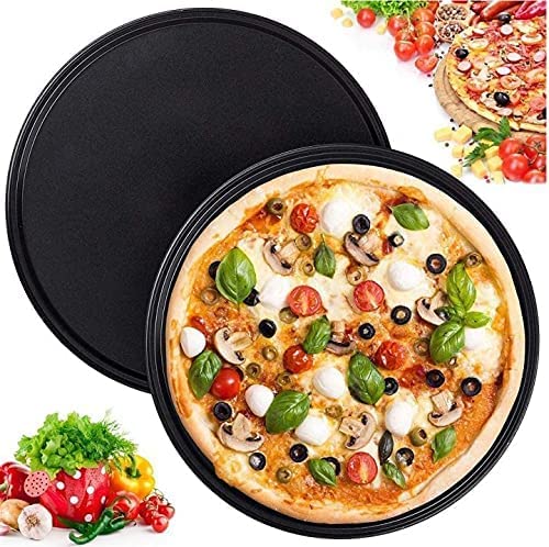 bizwiz bizwiz REYSUN Carbon Steel Pan Non Stick Round Plate Cake Pizza Tray Baking Mould (27 CM Black) - Image 3