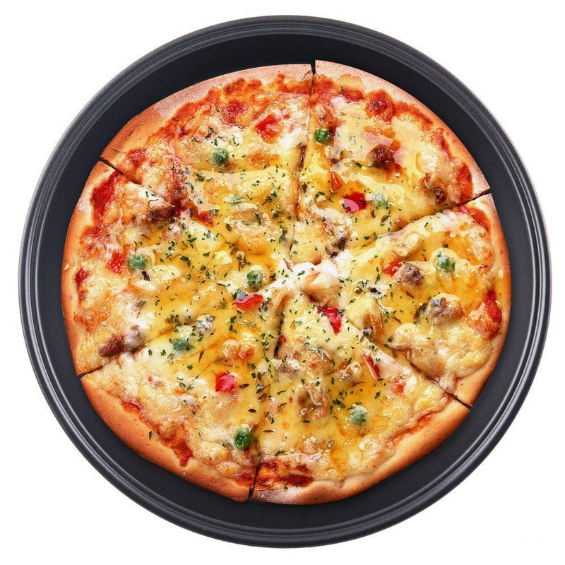 bizwiz bizwiz REYSUN Carbon Steel Pan Non Stick Round Plate Cake Pizza Tray Baking Mould (27 CM Black) - Image 1