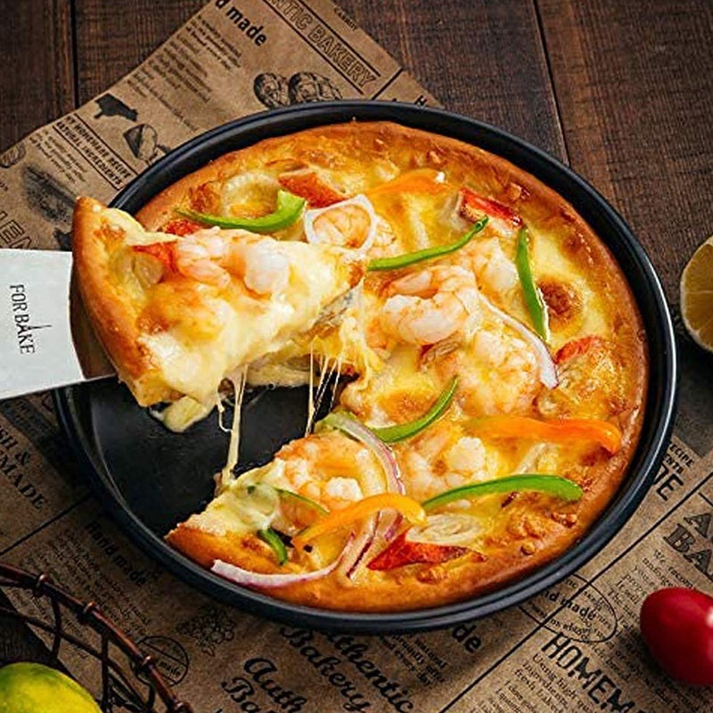 bizwiz bizwiz REYSUN Carbon Steel Pan Non Stick Round Plate Cake Pizza Tray Baking Mould (27 CM Black) - Image 4