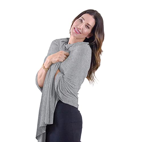 Happyluxe Travel Shawl Wraps for Women - Eco-Cashmere Wrap 68x35in. Grey Pashmina Scarf, Airplane Blanket. Made In USA - Image 1