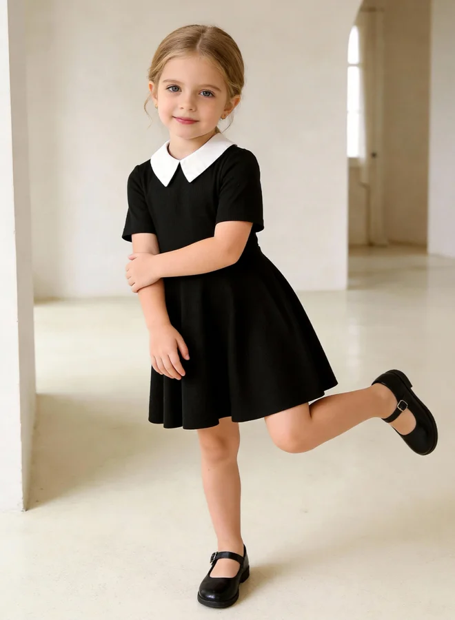 Take Two Girls Contrast Peter Pan Collar Dress