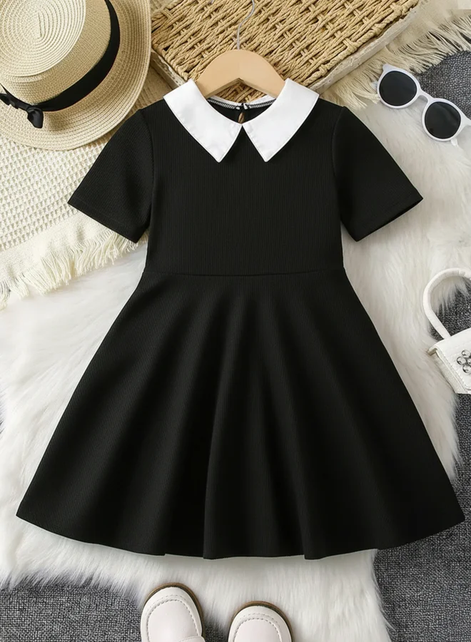 Take Two Girls Contrast Peter Pan Collar Dress