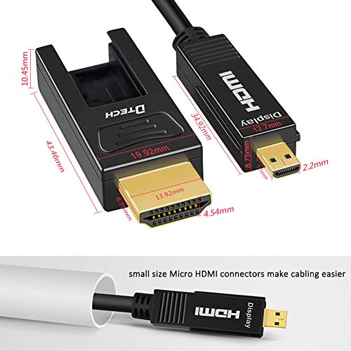 DTech Fiber Optic HDMI Cable 50 Feet 4K 60Hz 444 Chroma Subsampling 18Gbps High Speed Ultra HD with Dual Connector Micro HDMI and Standard HDMI Cord Compatible with TV Projector Computer Monitor - Image 3