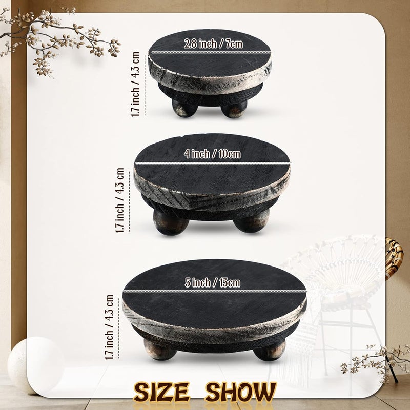 Amyhill 3 Pcs 5/4/3 Inch Wooden Risers for Display Wood Pedestal Stand Mini Tray Stand Round Wooden Pedestal Holder Rustic Riser for Decor Tiered Tray Decor Home Kitchen(Black) - Image 5