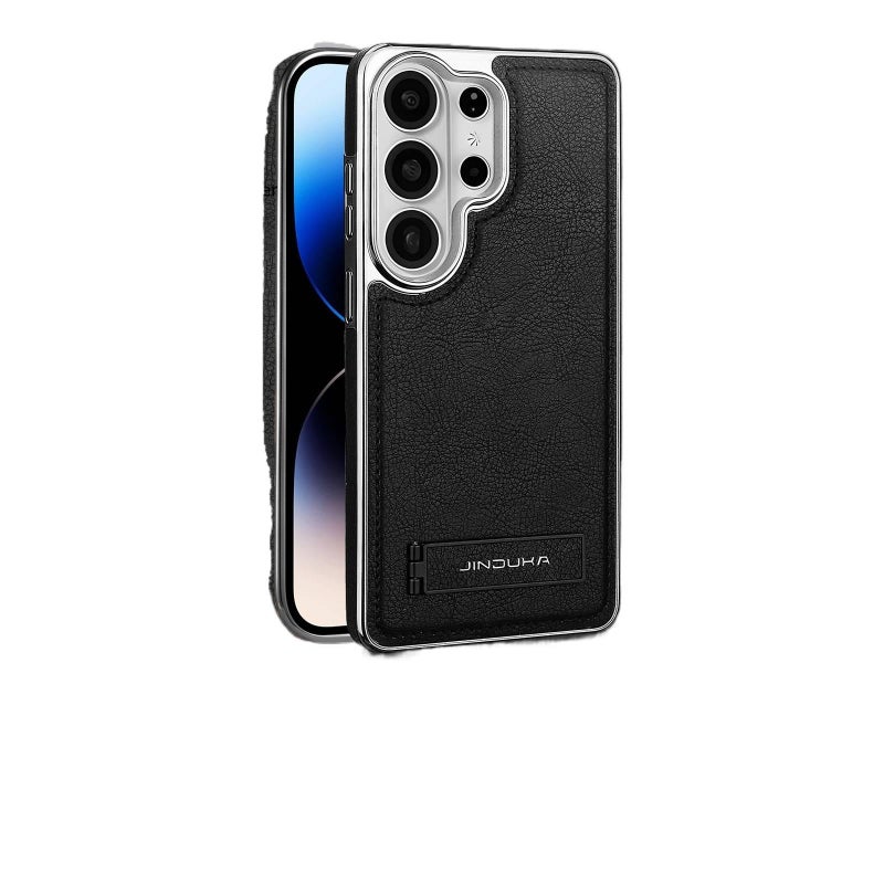 غطاء واقي بملمس باللون أزرق بوظيفة حامل جلد لـ Samsung S26 Ultra / Samsung S26 مع حامل قائم ومقاوم للخدش مع مقاوم للصدمات مع حماية من السقوط - Image 2