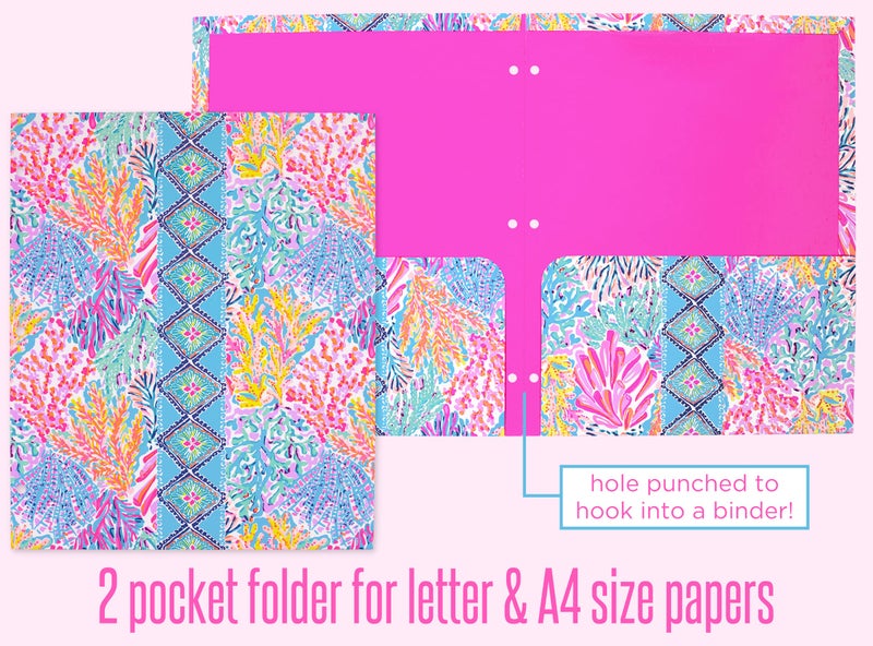 Lilly Pulitzer 3-Pack Pocket Folder Set, Colorful Letter Size Document Organizers, Folders Come Hole Punched to Fit Binders, Shell Me Something Good (Assorted) - Image 4