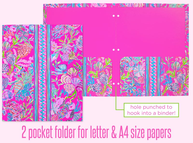 Lilly Pulitzer 3-Pack Pocket Folder Set, Colorful Letter Size Document Organizers, Folders Come Hole Punched to Fit Binders, Shell Me Something Good (Assorted) - Image 3